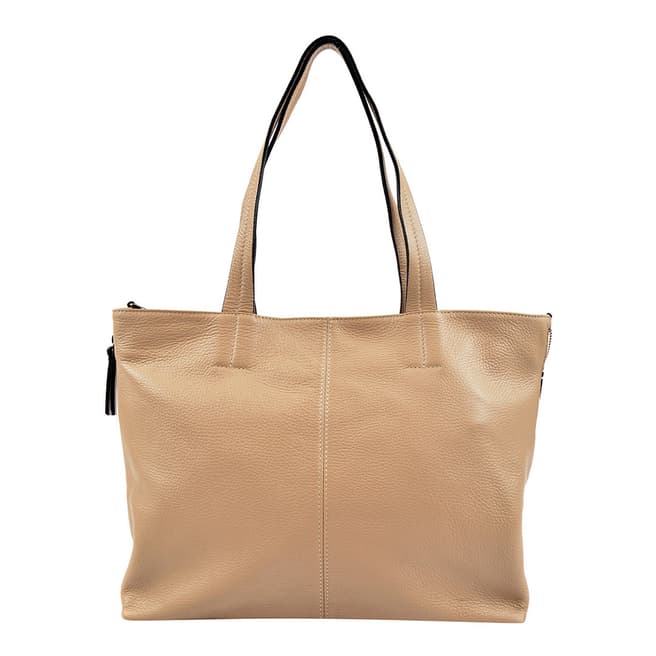 Roberta M Beige Leather Tote Bag