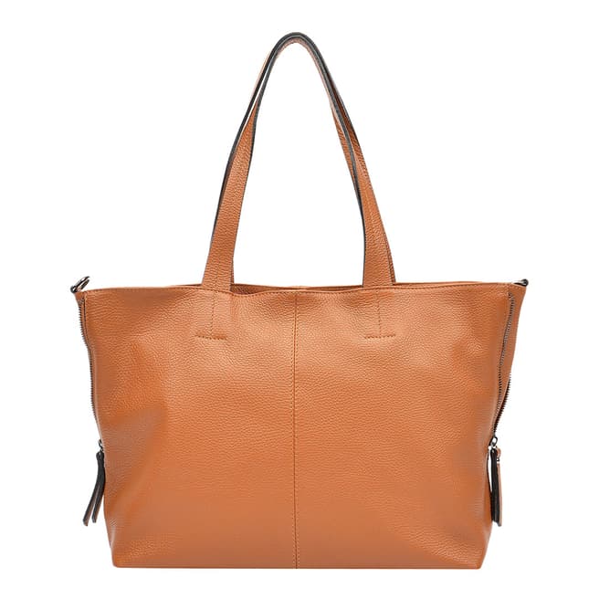 Roberta M Cognac Leather Tote Bag