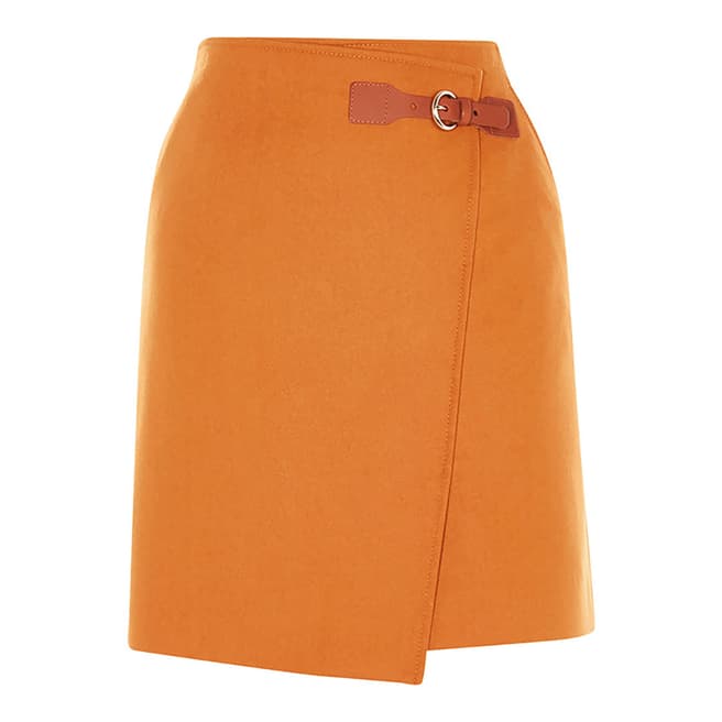 Karen Millen Orange Wrap Wool Blend Mini Skirt