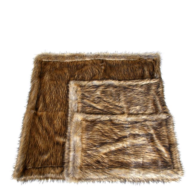 Hounds Brown Large Faux Fur Blanket With Fleece Backing, 82x82cm