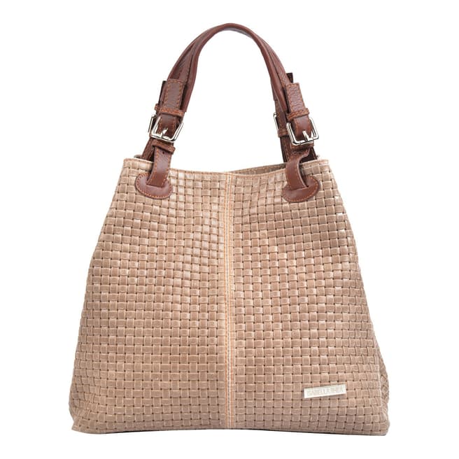 Isabella Rhea Beige Leather Tote Bag