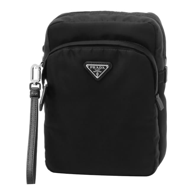 Prada Black Triangle Logo Vertical Pouch