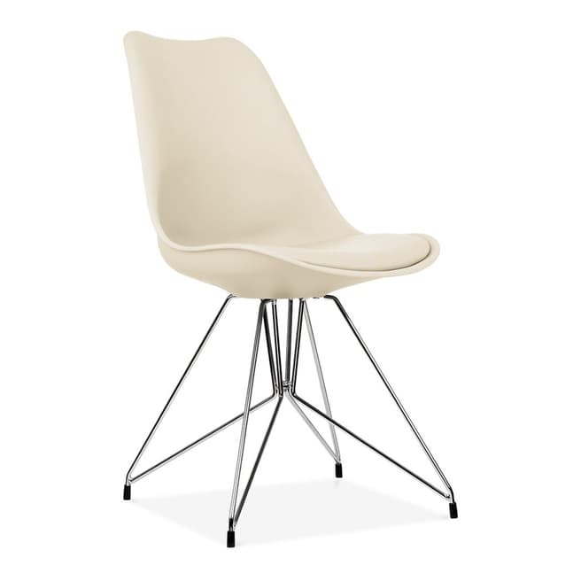 Cult Furniture Cream Dining Chair with Chrome Geometric Metal Legs