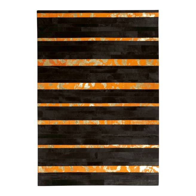 Luxury Leather Orange/Black Handmade Luxury Rug 230x160cm