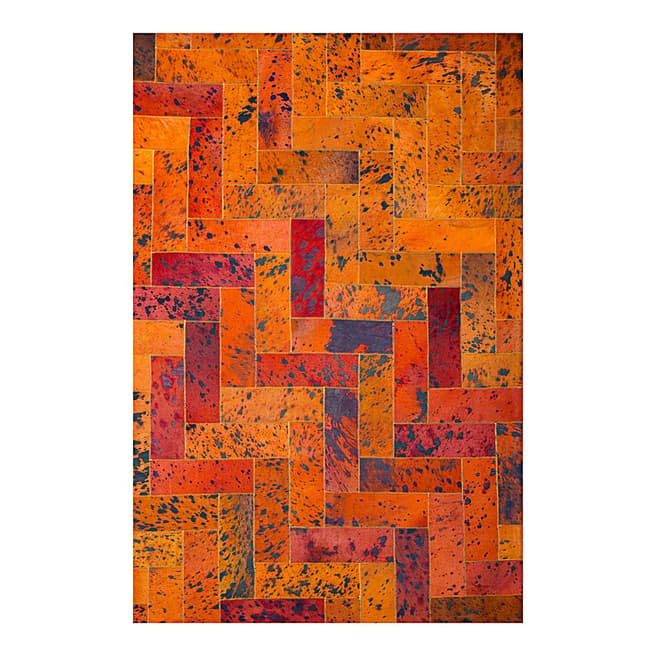 Luxury Leather Orange Handmade Luxury Rug 180x120cm