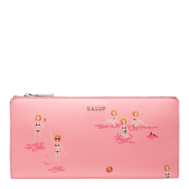 BALLY Bubblegum Pink Hill Embossed Leather Wallet