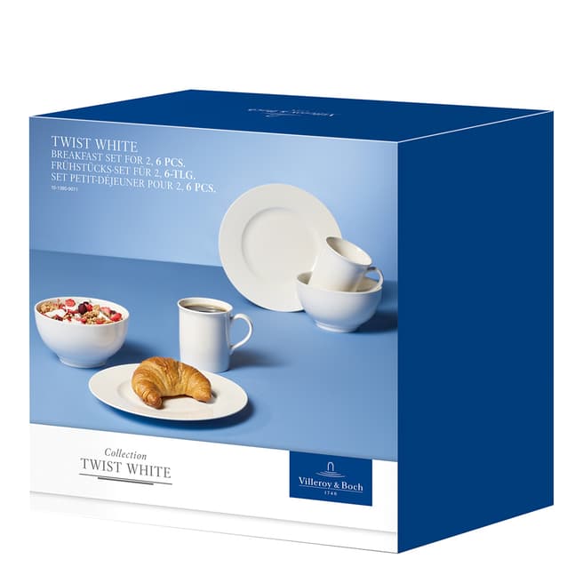 Villeroy & Boch 6 Piece Twist White Breakfast Set for 2 Persons