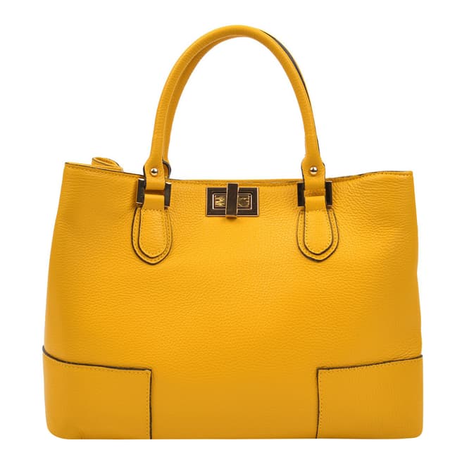 Anna Luchini Yellow Leather Tote Bag