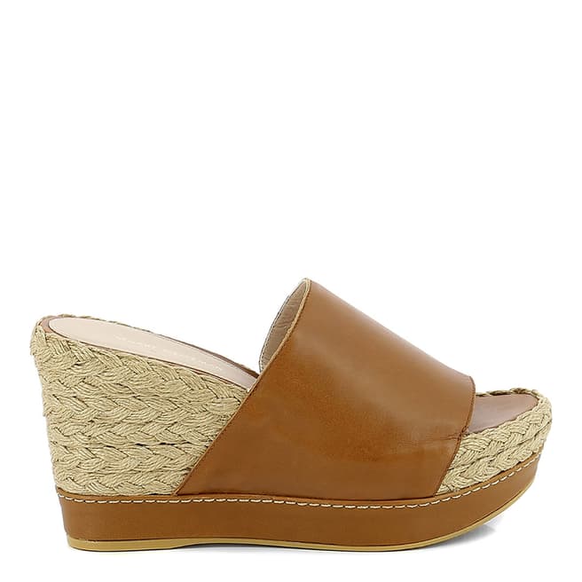 Stuart Weitzman Brown Leather Wedge Sandals