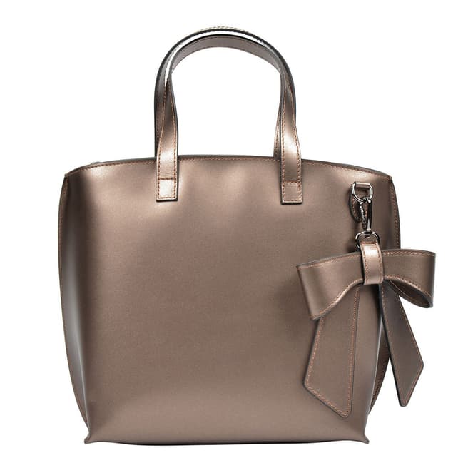 Luisa Vannini Bronze Leather Bow Tote Bag