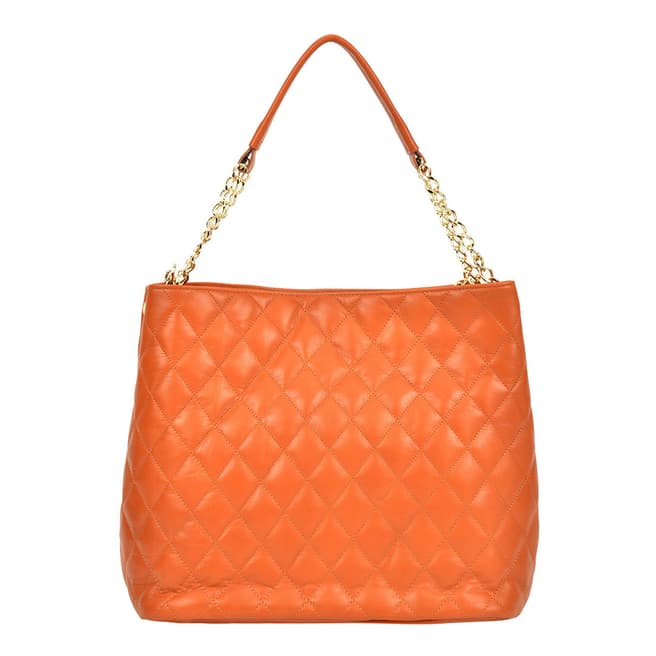 Anna Luchini Orange Chain Handle Quilted Bag