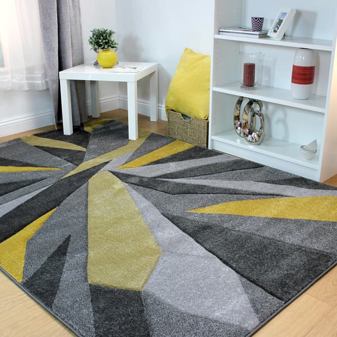 Flair Rugs Ochre Shatter Hand Carved Rug 160x230cm