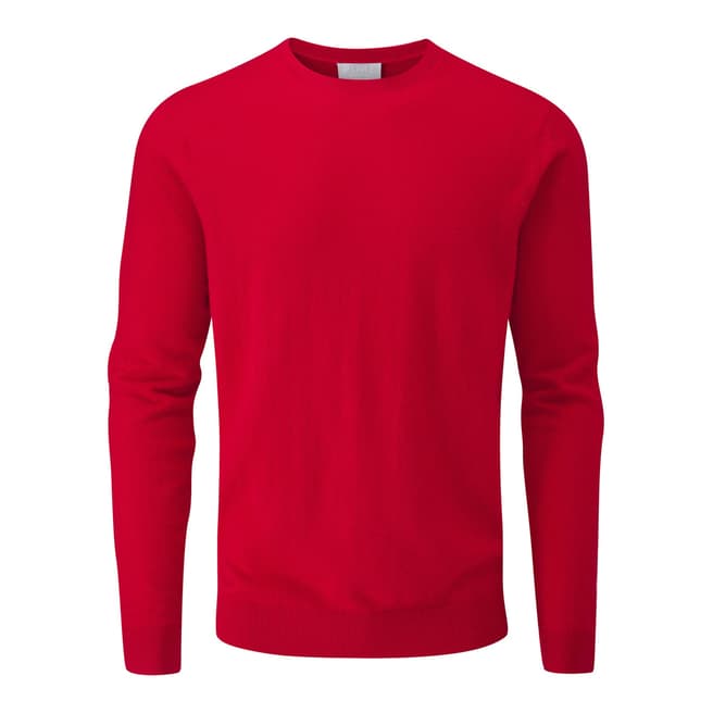 Pure Collection Red Crew Neck Cashmere Jumper