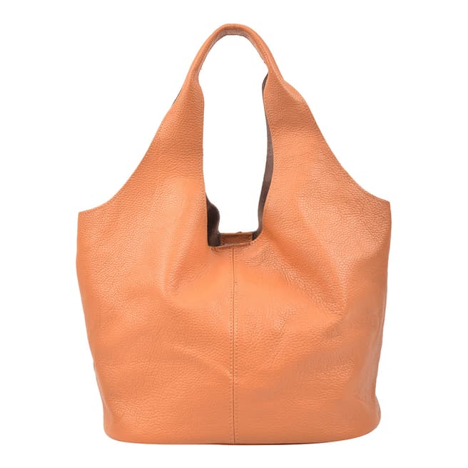 Carla Ferreri Orange Leather Tote Bag