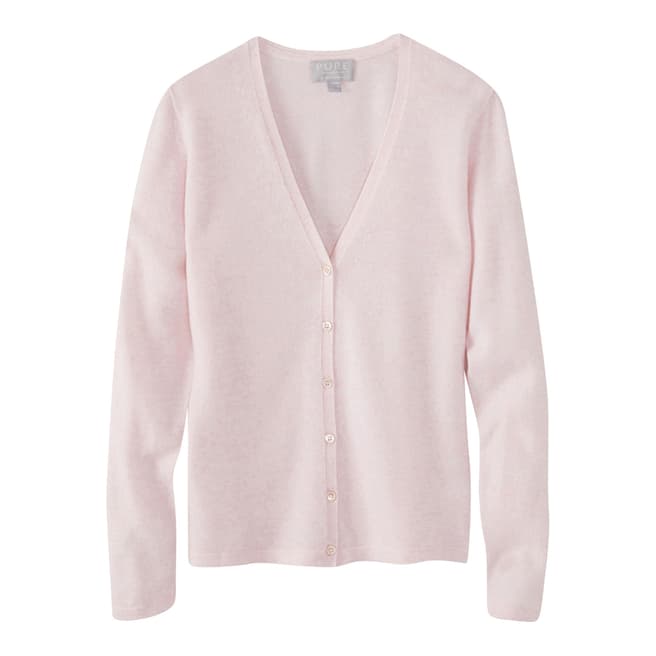 Pure Collection Pale Pink Cashmere V Neck Cardigan