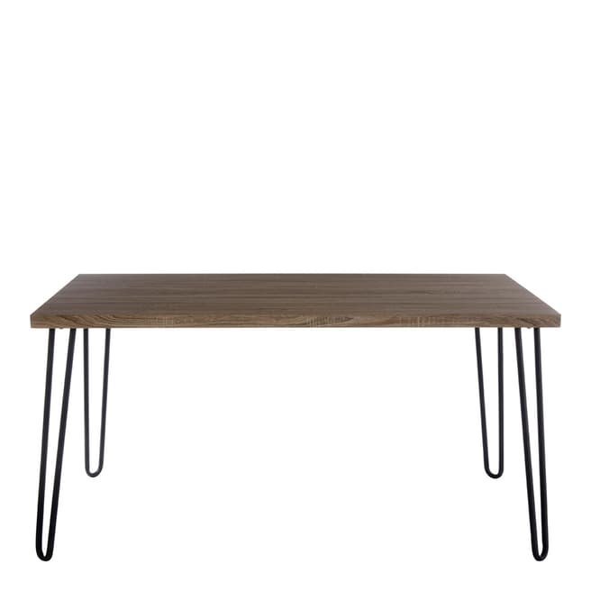 Premier Housewares Borough Dining Table, Faux Wood Veneer, Matte Black Legs