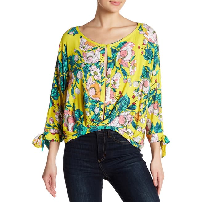 Free People Yellow Printed Top