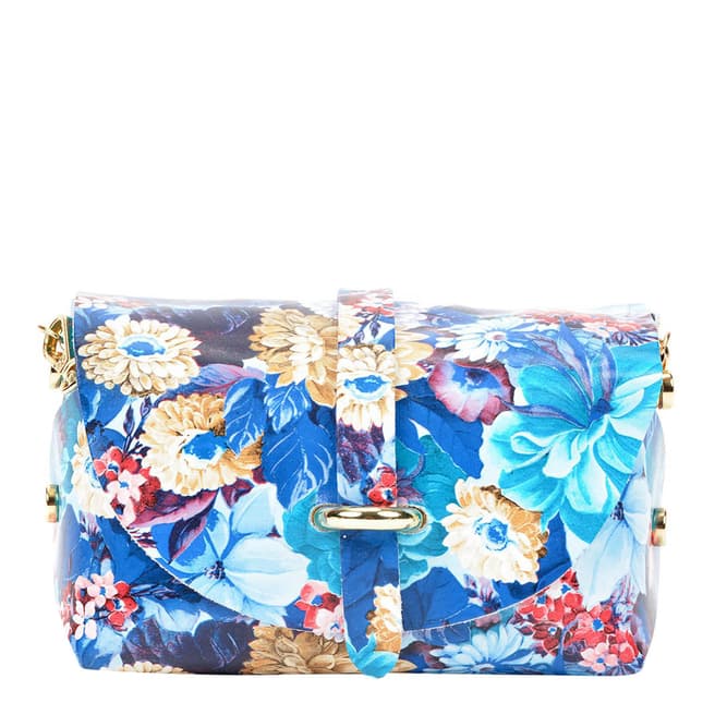 Sofia Cardoni Blue Floral Woven Shoulder Bag