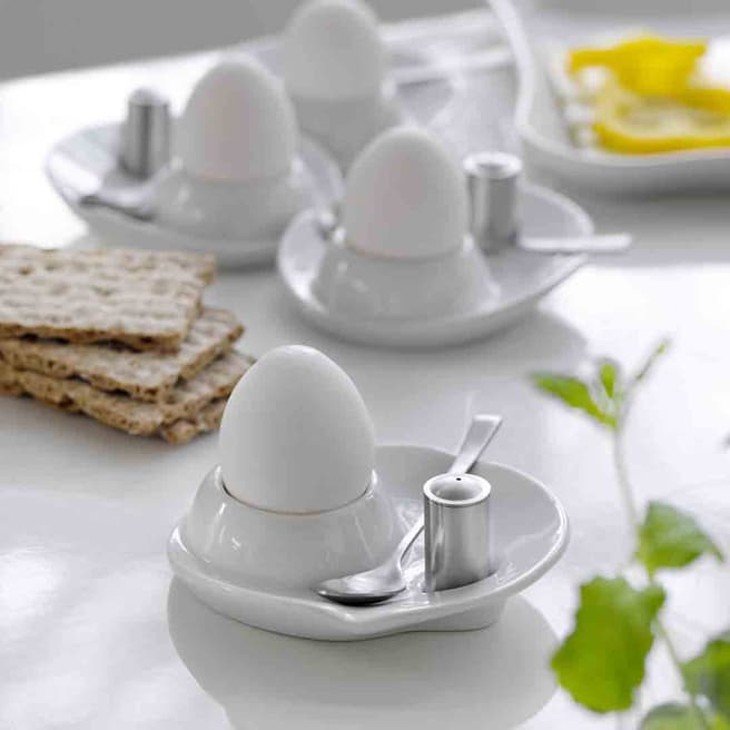 Steel Function Egg Cup with Spoon & Salt Shaker