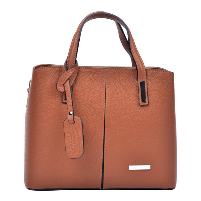 Sofia Cardoni Orange Leather Tote Bag