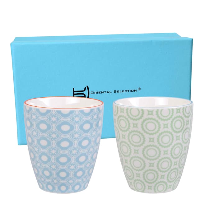 Tokyo Design Set of 2 Coloured Green/Blue Cups, 180ml