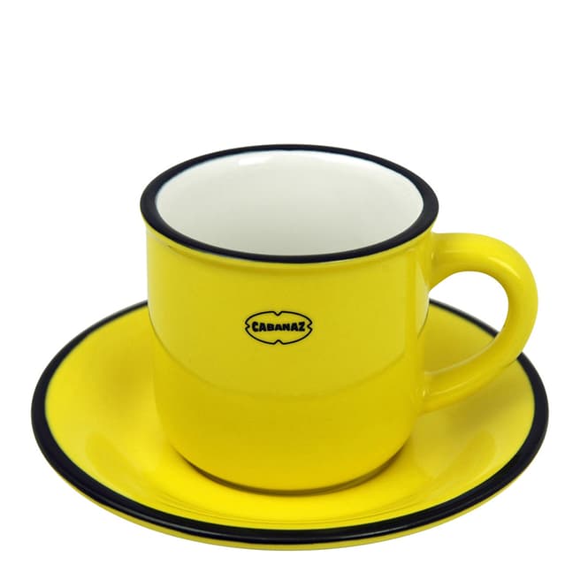 Cabanaz Set of 4 Yellow Espresso Cups & Saucers