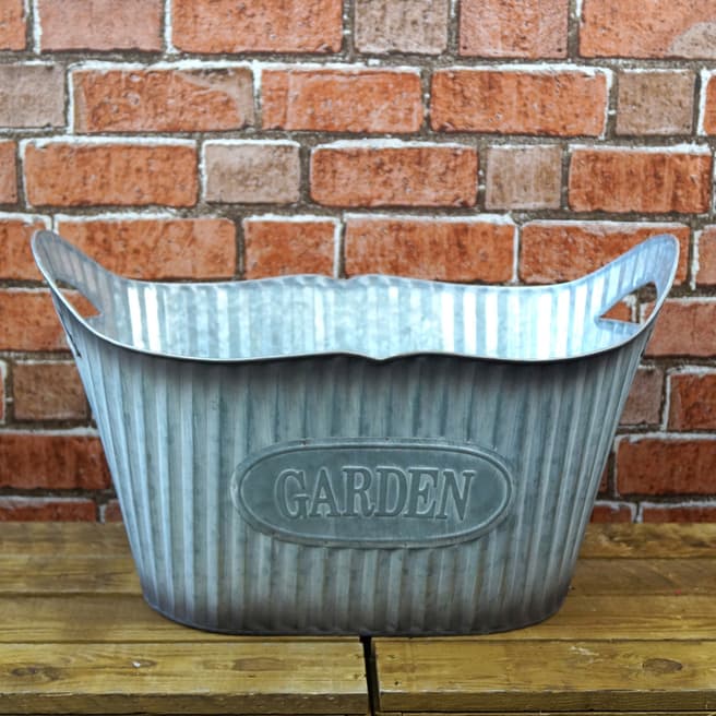 The Satchville Gift Company Large Ribbed Oval Zinc Planter With Handle Holes