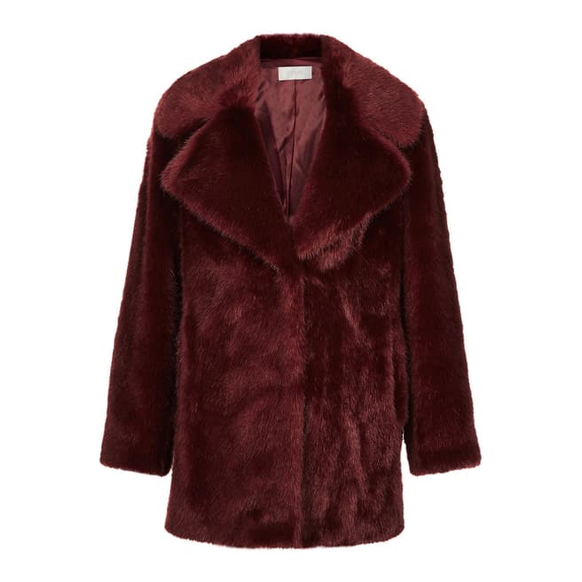 Hobbs London Burgundy Faux-Fur Bethany Coat