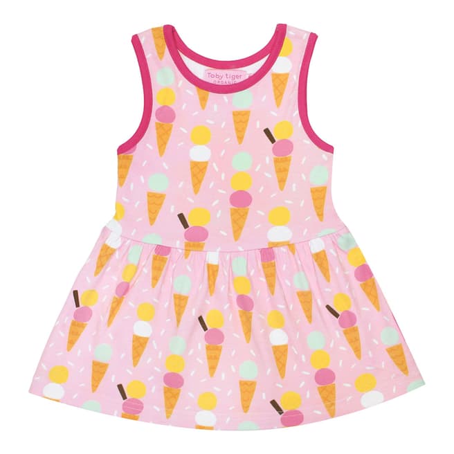 Toby Tiger Pink Ice Cream Print Summer Dress