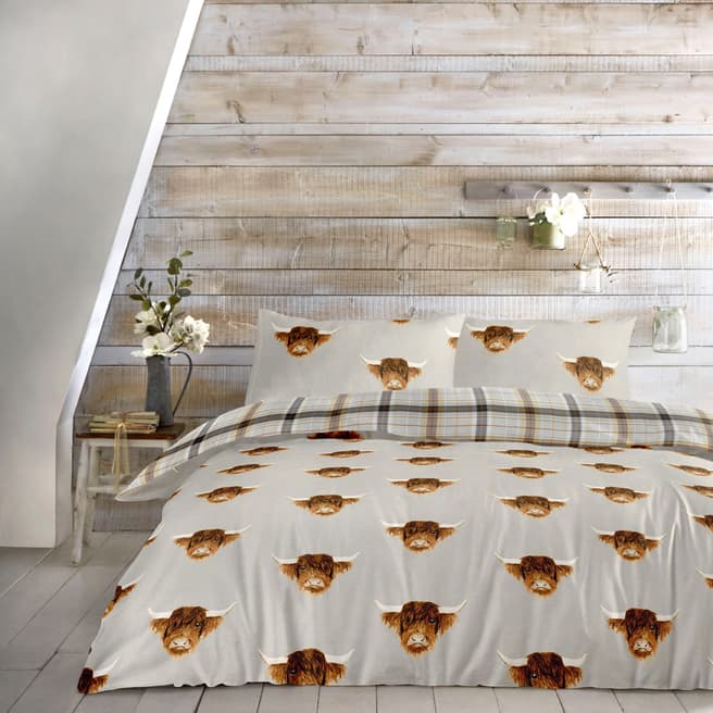 Fusion Highland Cow King Duvet Cover Set, Ochre