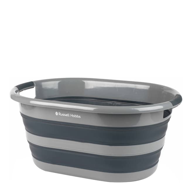 Russell Hobbs Grey Collapsible Oval Laundry Basket, 27L