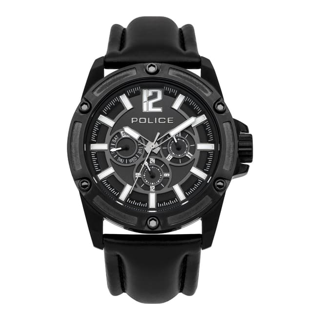 Police Black Omaha Quartz Leather Watch