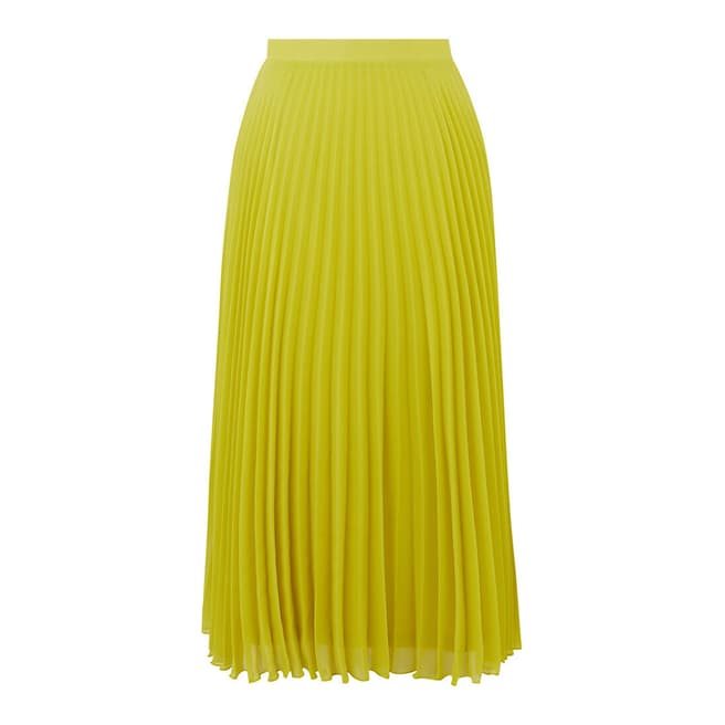 Oasis Yellow Pleated Midi Skirt 