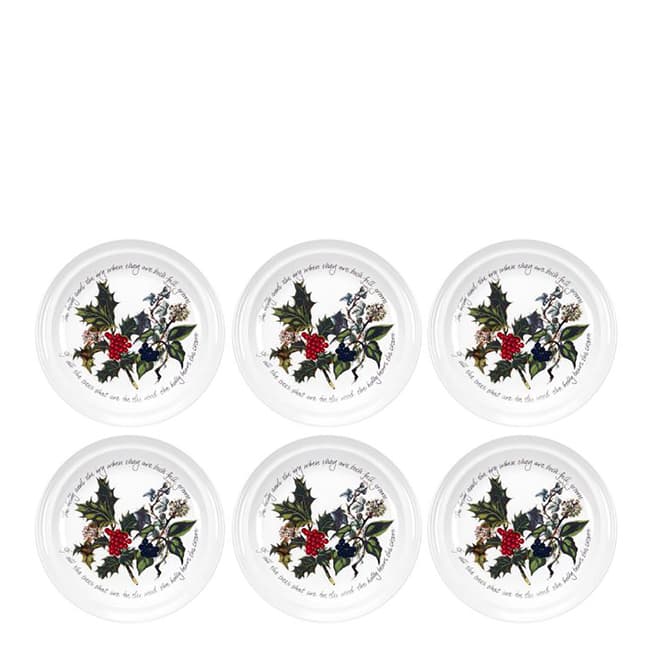 Portmeirion Set of 6 The Holly & The Ivy Plates, 18.5cm