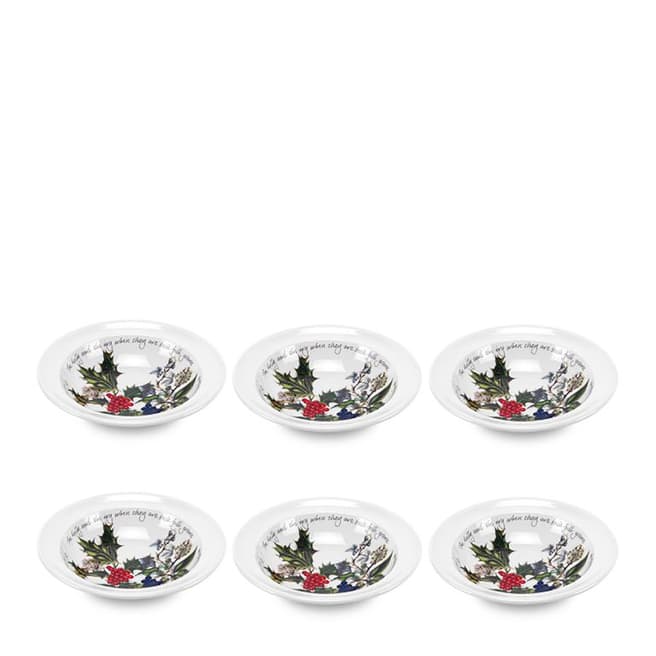 Portmeirion Set of 6 The Holly & The Ivy Dishes, 15cm