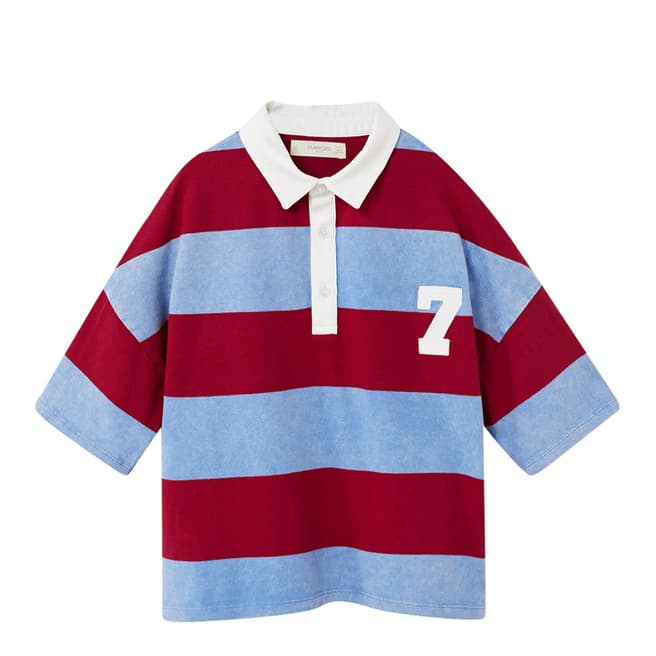 Mango Boy's Red/Blue Striped Cotton Polo Shirt