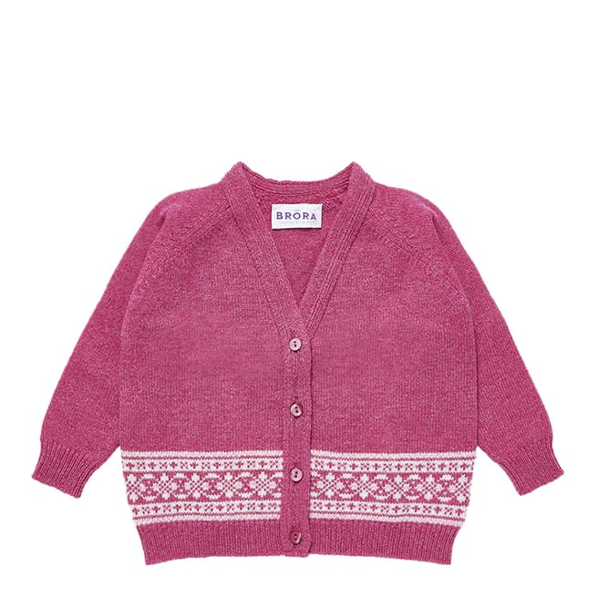 Brora Pink Cashmere Fair Isle Cardigan