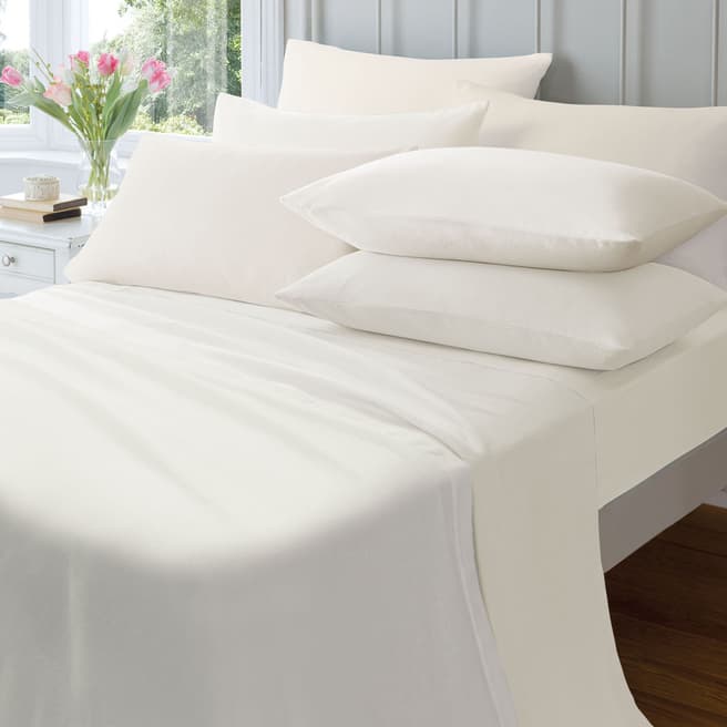 Catherine Lansfield Brushed Cotton Double Fitted Sheet, Cream