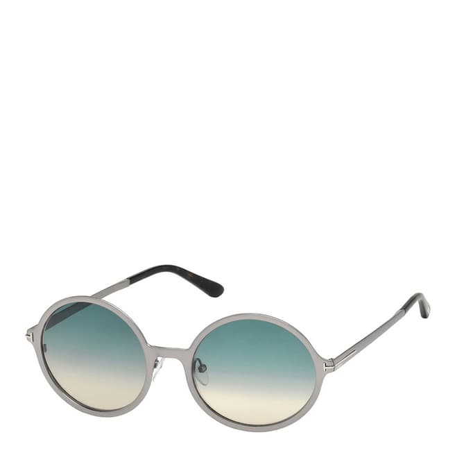 Tom Ford Women's Shiny Light Ruthenium/Blue Sunglasses 57mm