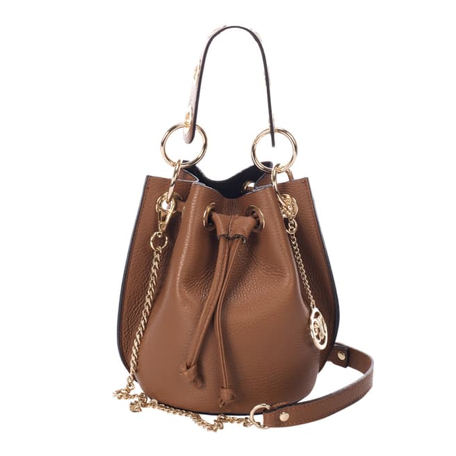 Markese Tan Leather Top Handle  Bag