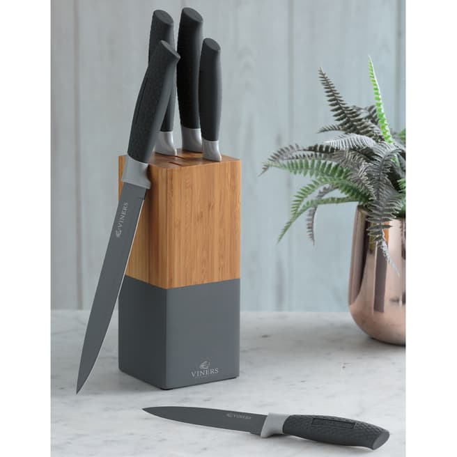 Viners Grey 5 Piece Horizon Knife Block