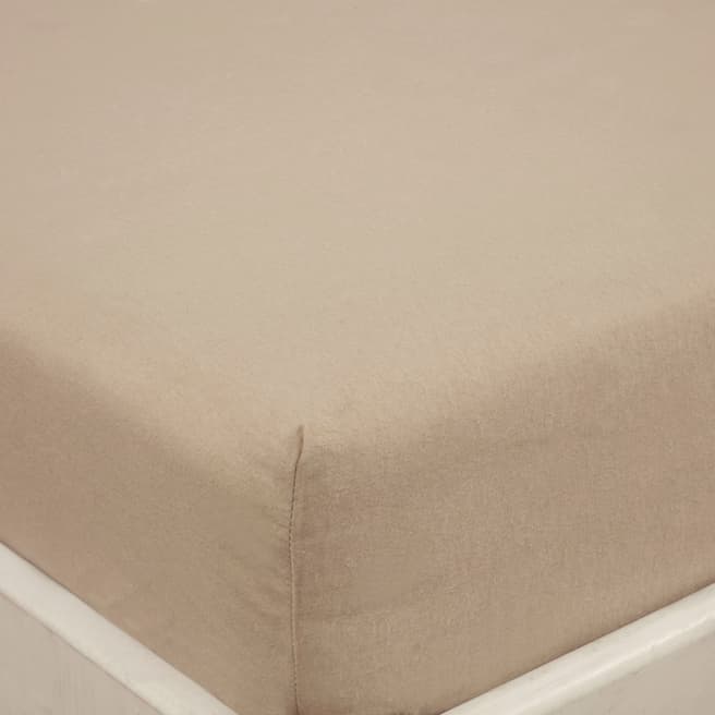 Cascade Brushed Cotton Single Fitted Sheet, Natural