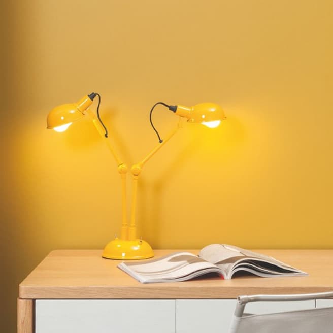 Habitat Yellow Tommy Twin Head Desk Lamp