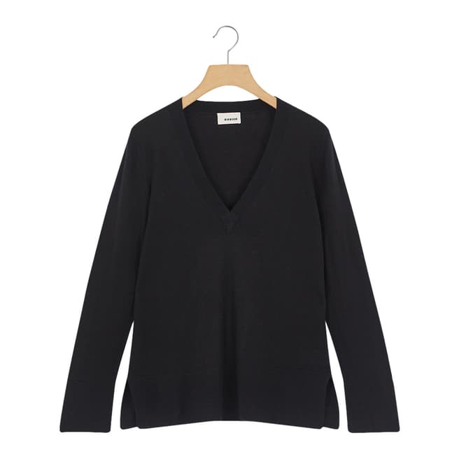 Rodier Black Deep V Neck Cashmere/Wool Pullover