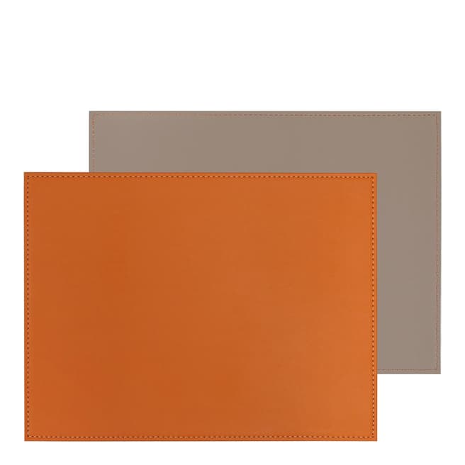 Freeform Set of 6 Reversible Orange/Taupe Placemats, 40 x 30cm