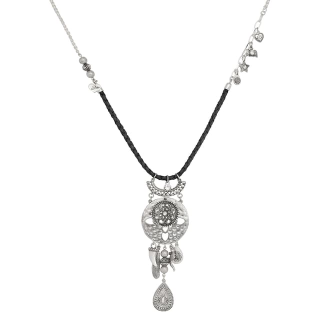 BiBi Bijoux Black Silver Long Ghecko Neklace