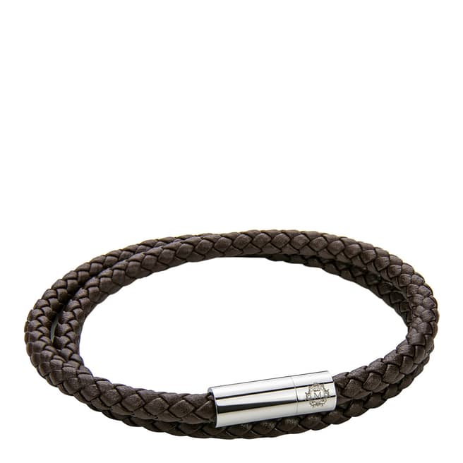 Monomen Brown Leather Braid Bracelet