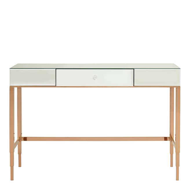 Premier Housewares Goldie Console Table, Mirrored Glass, Rose Gold Finish