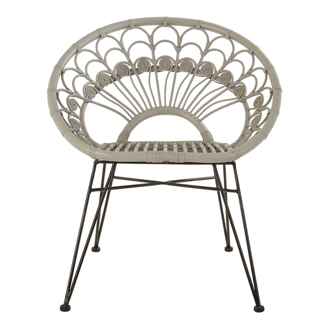 Fifty Five South Manado Chair, Grey Rattan, Black Iron