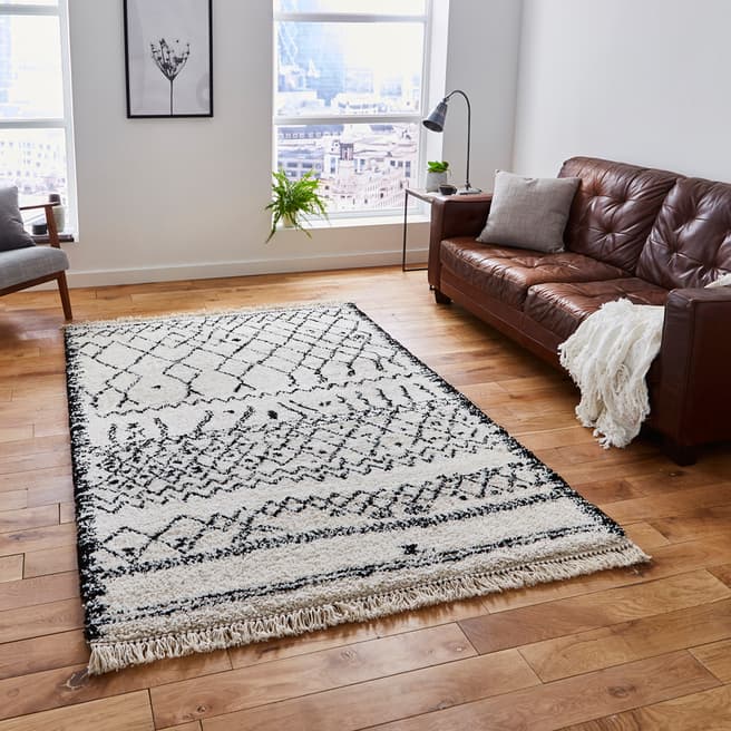 Think Rugs Black/White Boho Rug 160x230cm